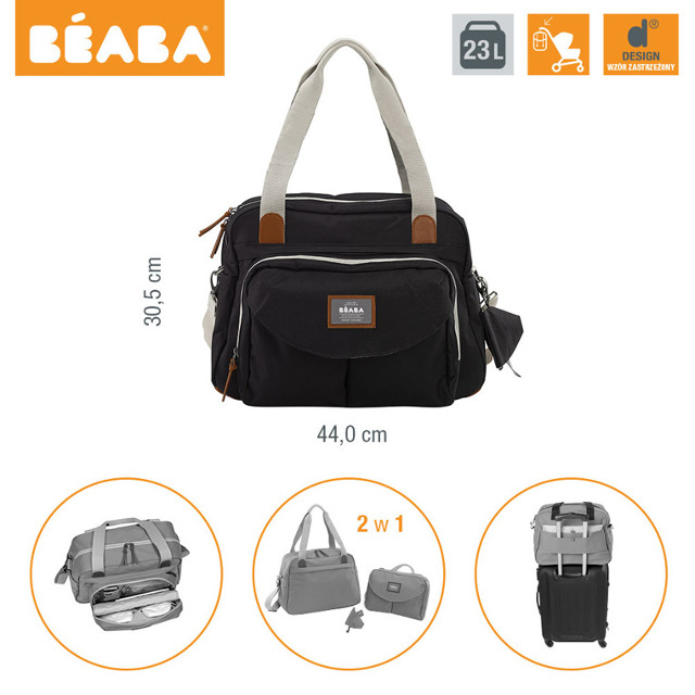 Дизайн и удобство с сумкой от Beaba:   Размеры: 44 х 26 х 30,5 см   Вес: 1,5 кг   Рекомендуется стирать вручную, например, мыть губкой и стирать в стиральной машине при 30 ° в деликатном цикле